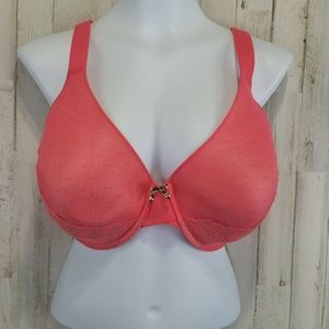 Ambrielle Womens Bra Peach Polka Dots Floral Lace